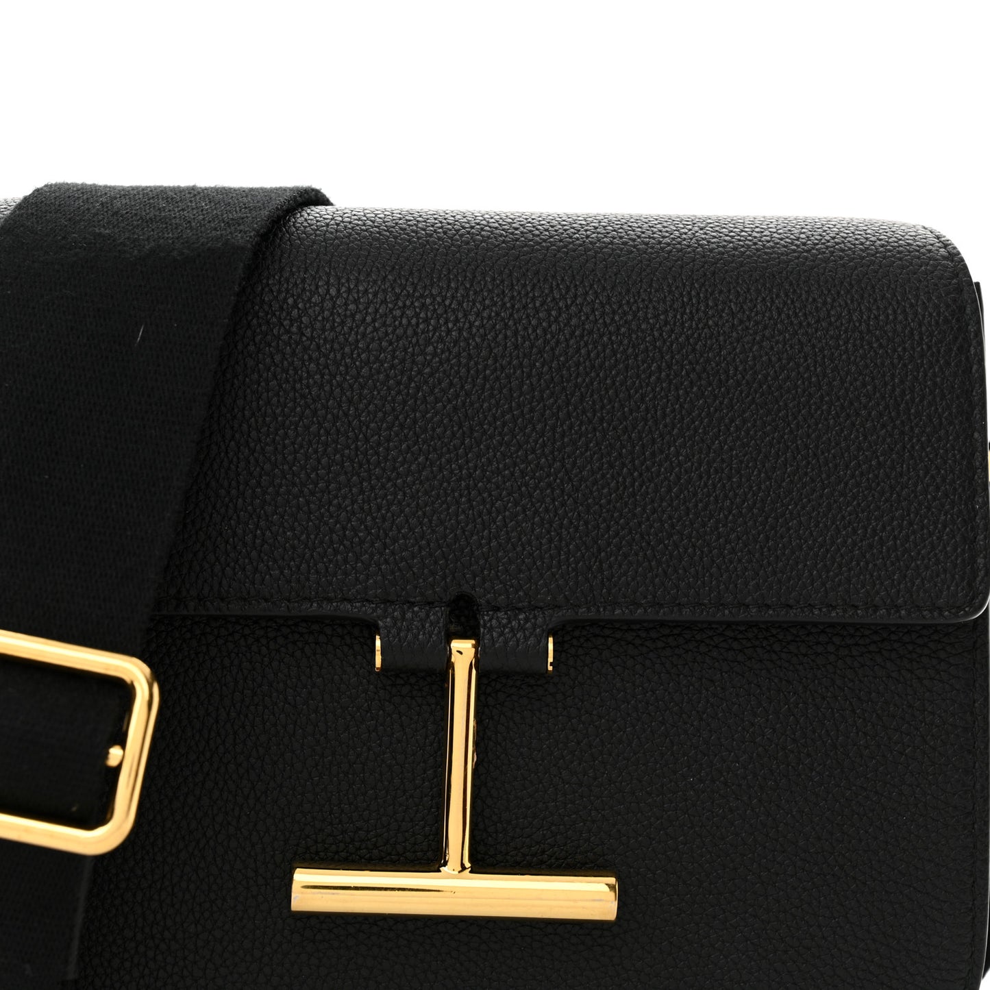 Grained Calfskin Mini T Clasp Tara Crossbody Bag Black