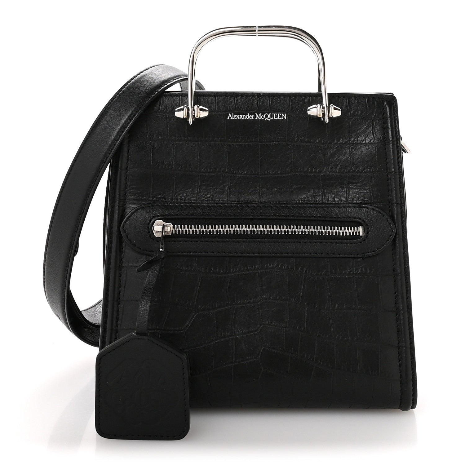 Alexander McQueen Crocodile Embossed Calfskin The Short Story Shoulder Bag Black 1794724 FASHIONPHILE Alexander McQueen Crocodile Embossed Calfskin The Short Story Shoulder Bag Black 1794724 FASHIONPHILE