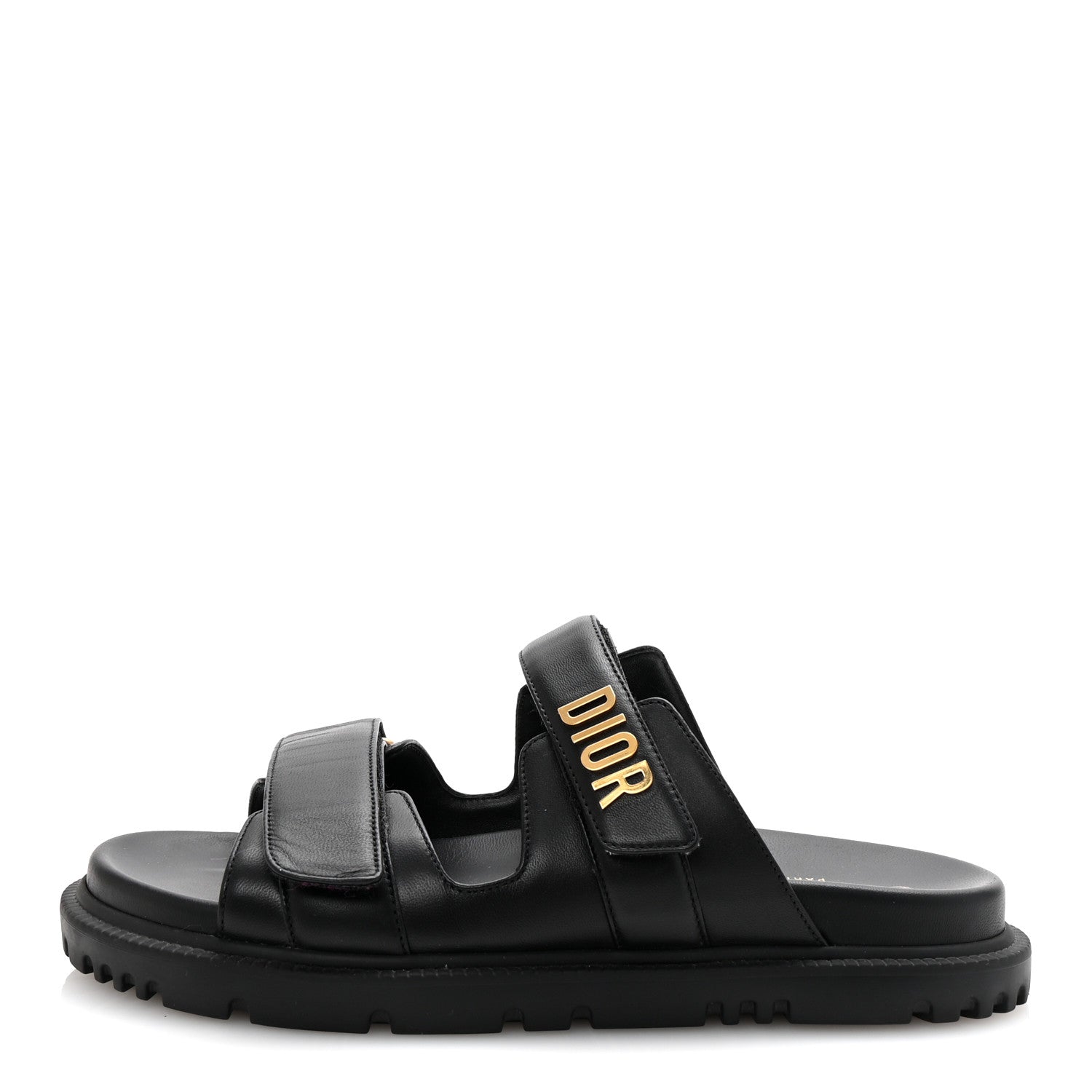 Christian Dior Lambskin Dioract 10mm Slide Sandals 39.5 Black