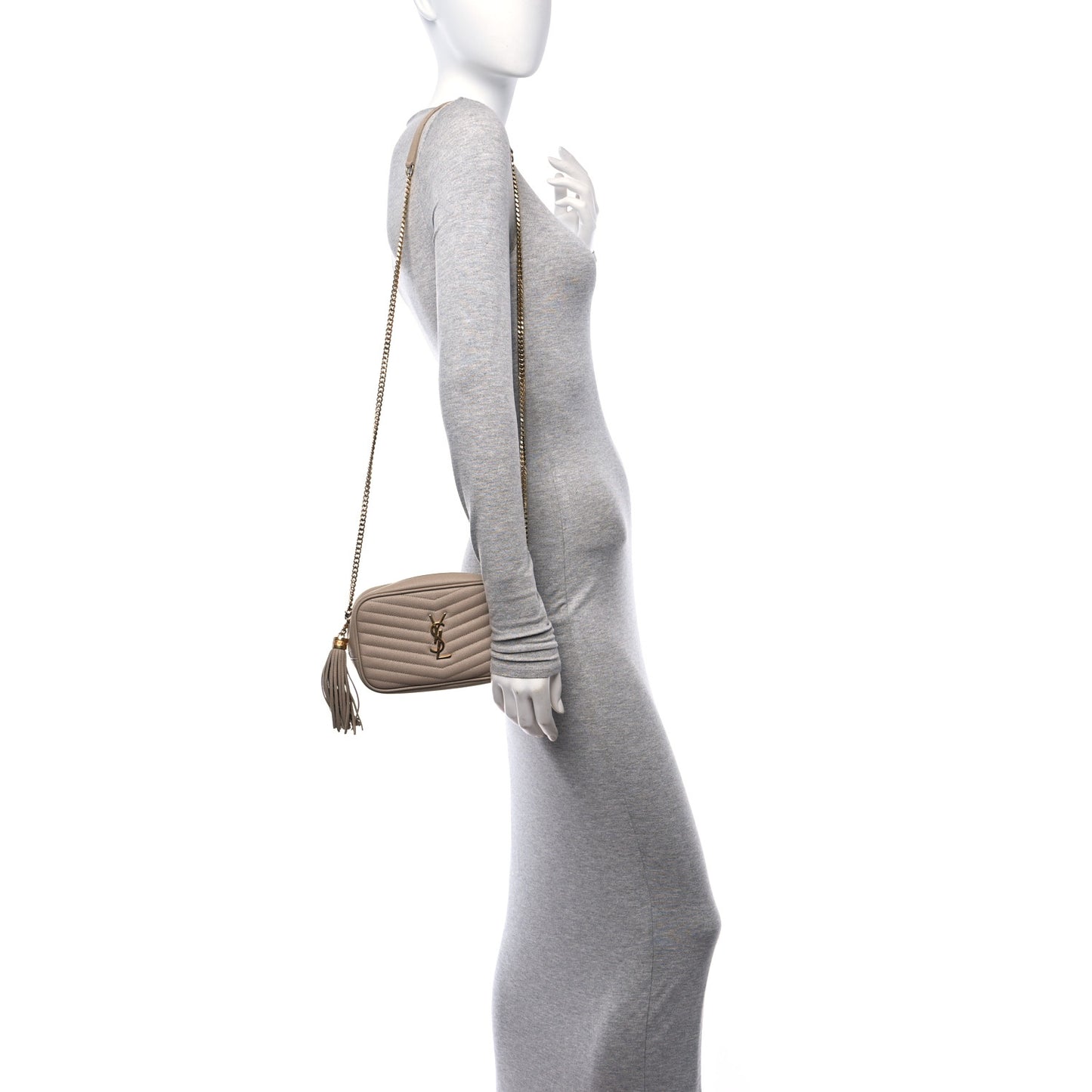 Grain De Poudre Matelasse Monogram Mini Lou Camera Bag Dark Beige
