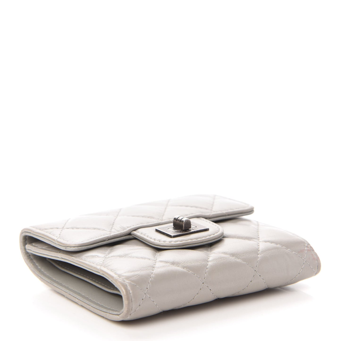 Aged Calfskin Quilted Reissue Compact Wallet Grey