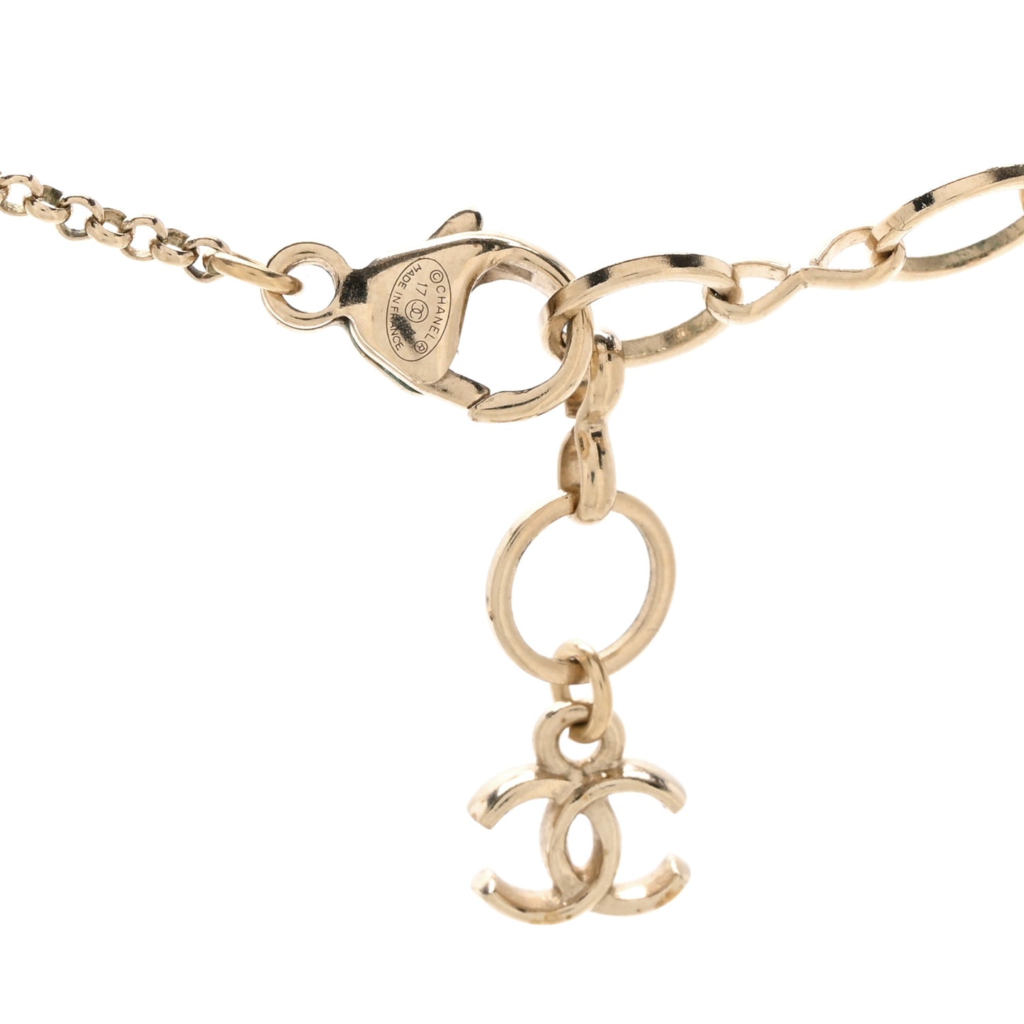 Resin Strass Pearl Perfume Bottle CC Necklace Black Gold