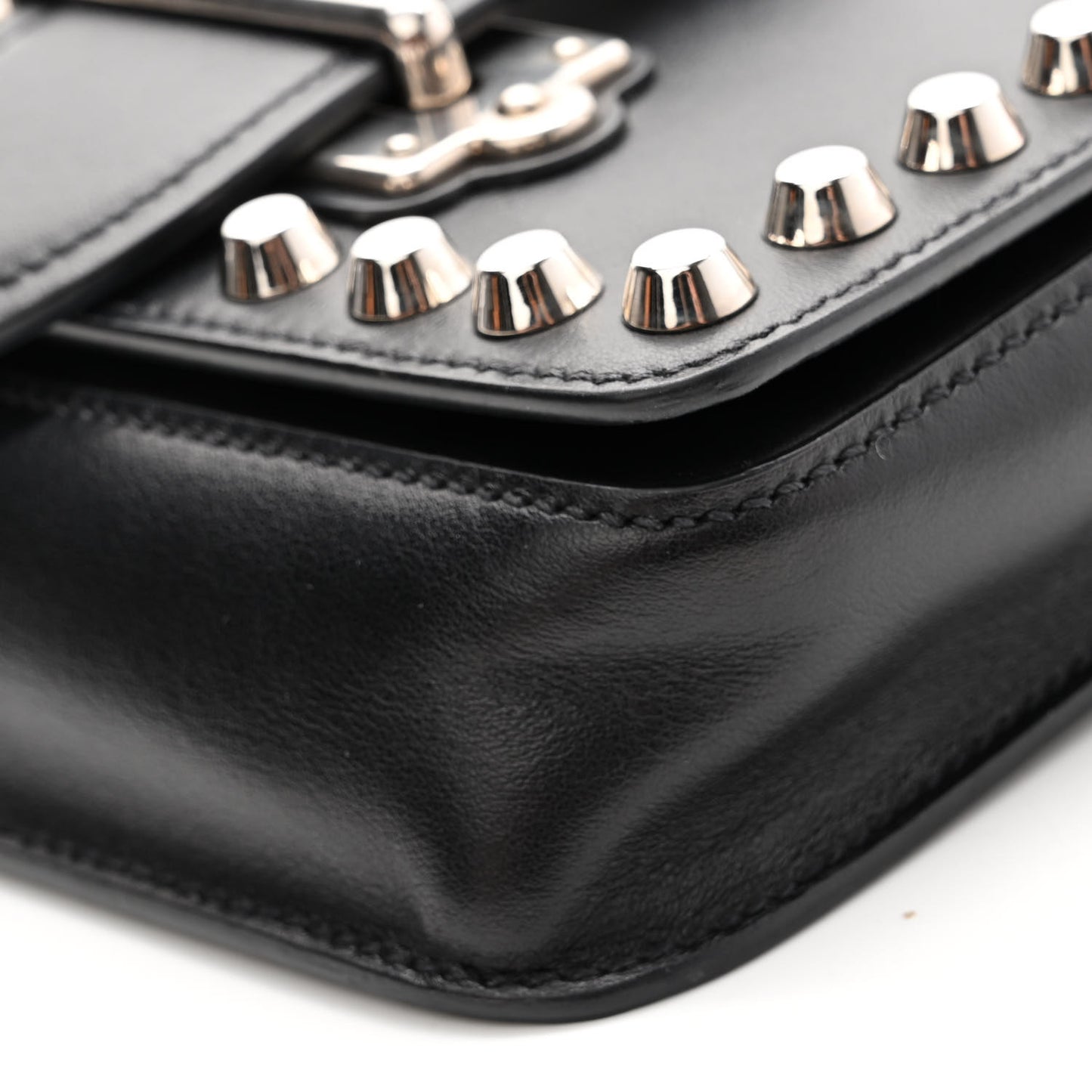 Saffiano City Calf Studded Cahier Belt Bag Black