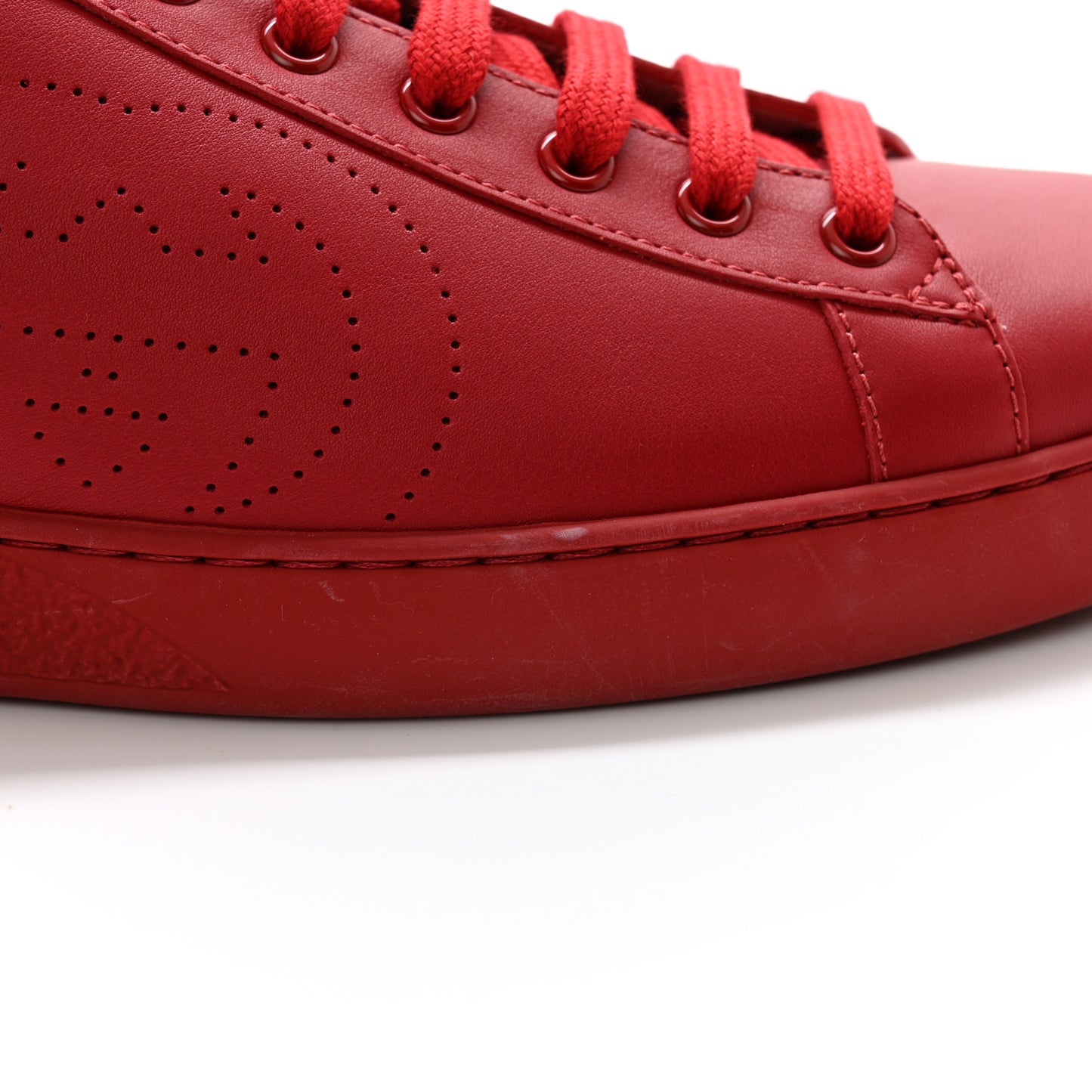 Calfskin Miro Soft Interlocking G Perforated Mens Ace Sneakers 10 Hibiscus Red Red Vintage