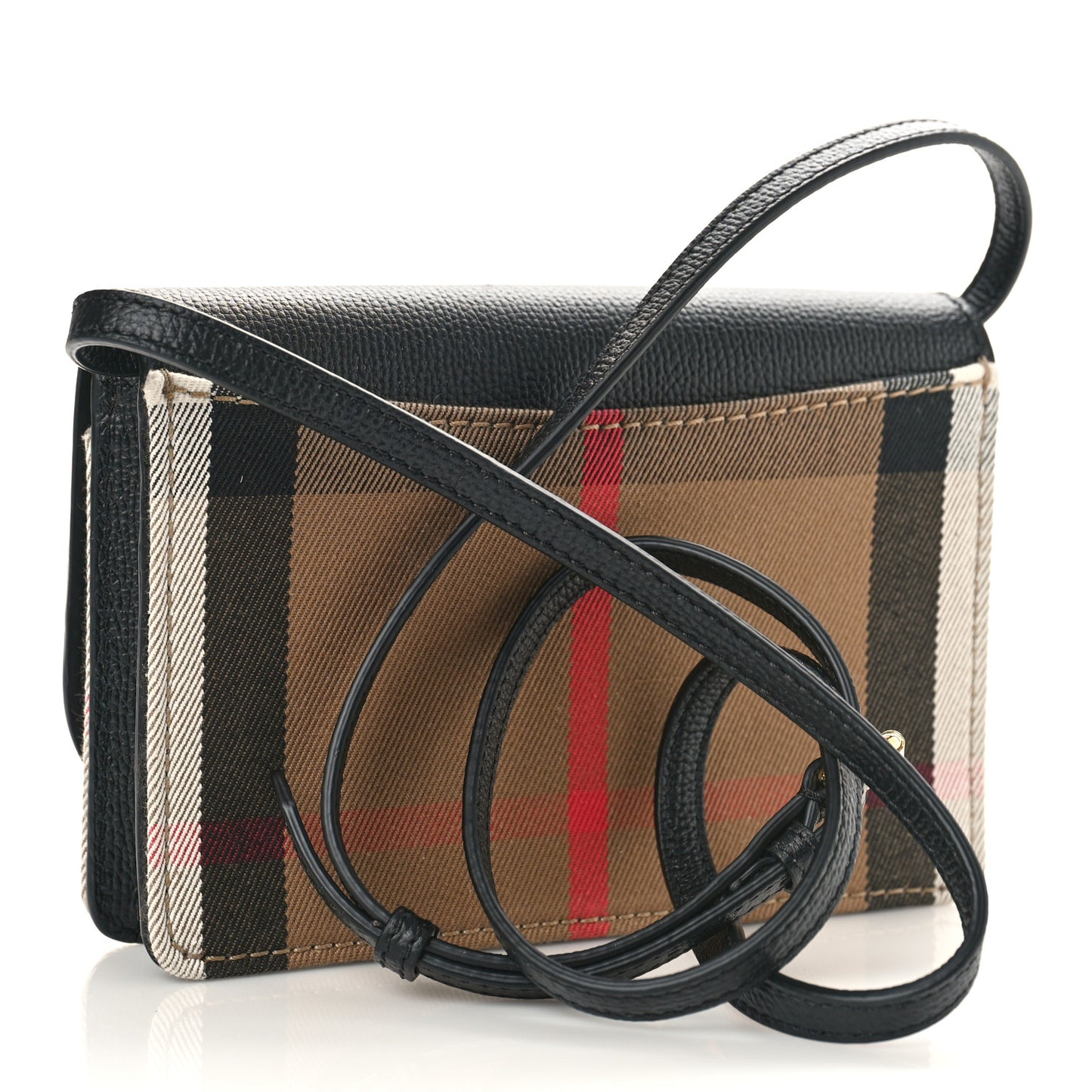Derby Calfskin House Check Wallet On Chain Black