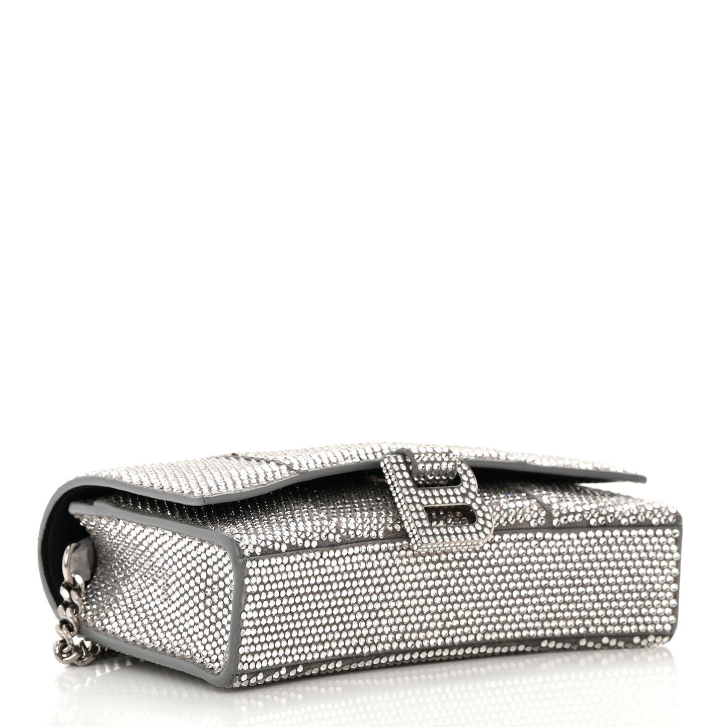 Strass Suede Hourglass Chain Bag Smoke Grey Crystal