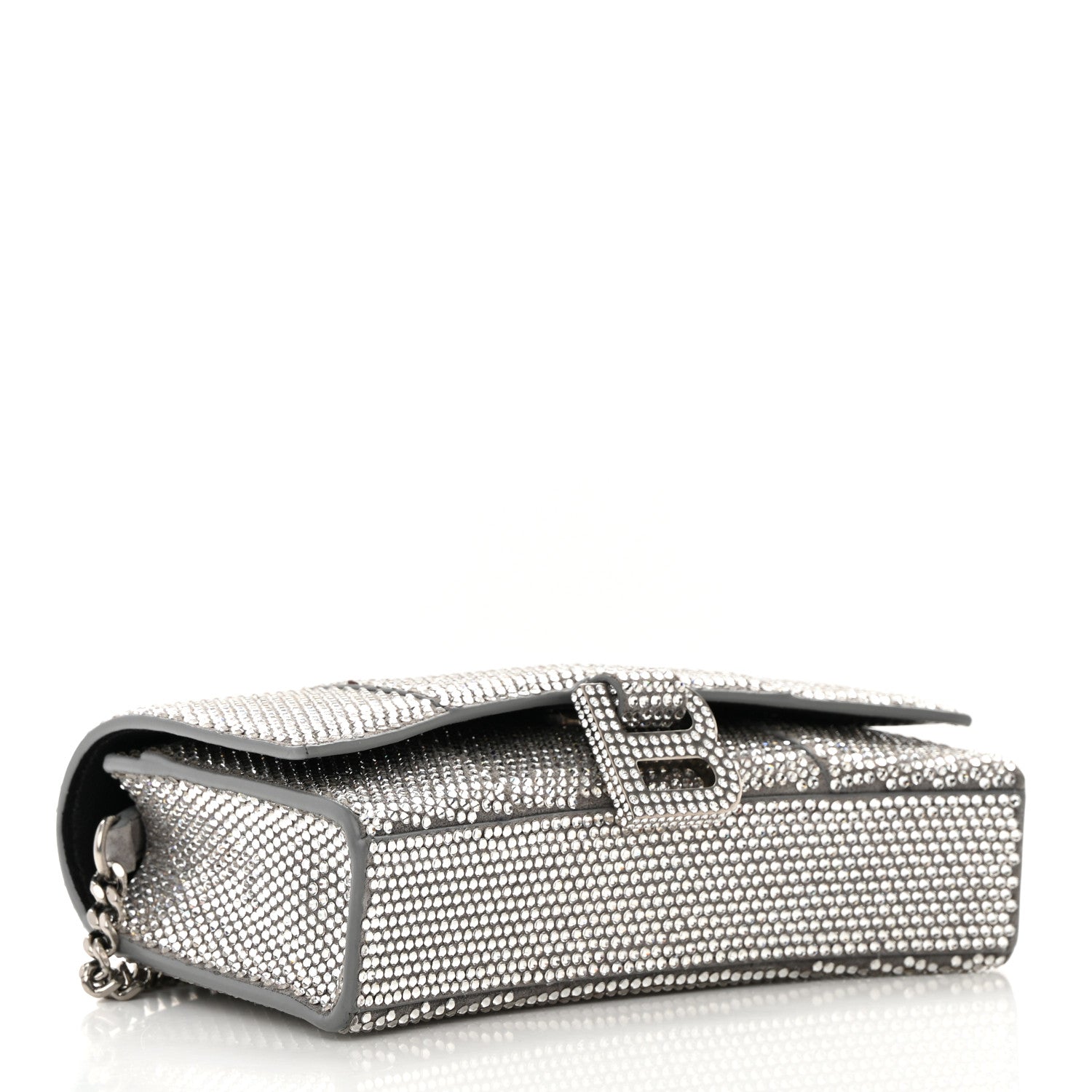 Balenciaga Strass Suede Hourglass Chain Bag Smoke Grey Crystal 4 of 16