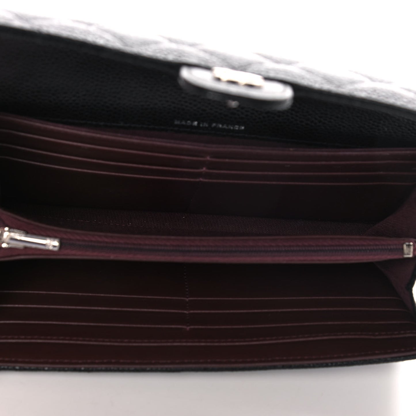 Caviar Quilted Large Gusset Flap Wallet Black