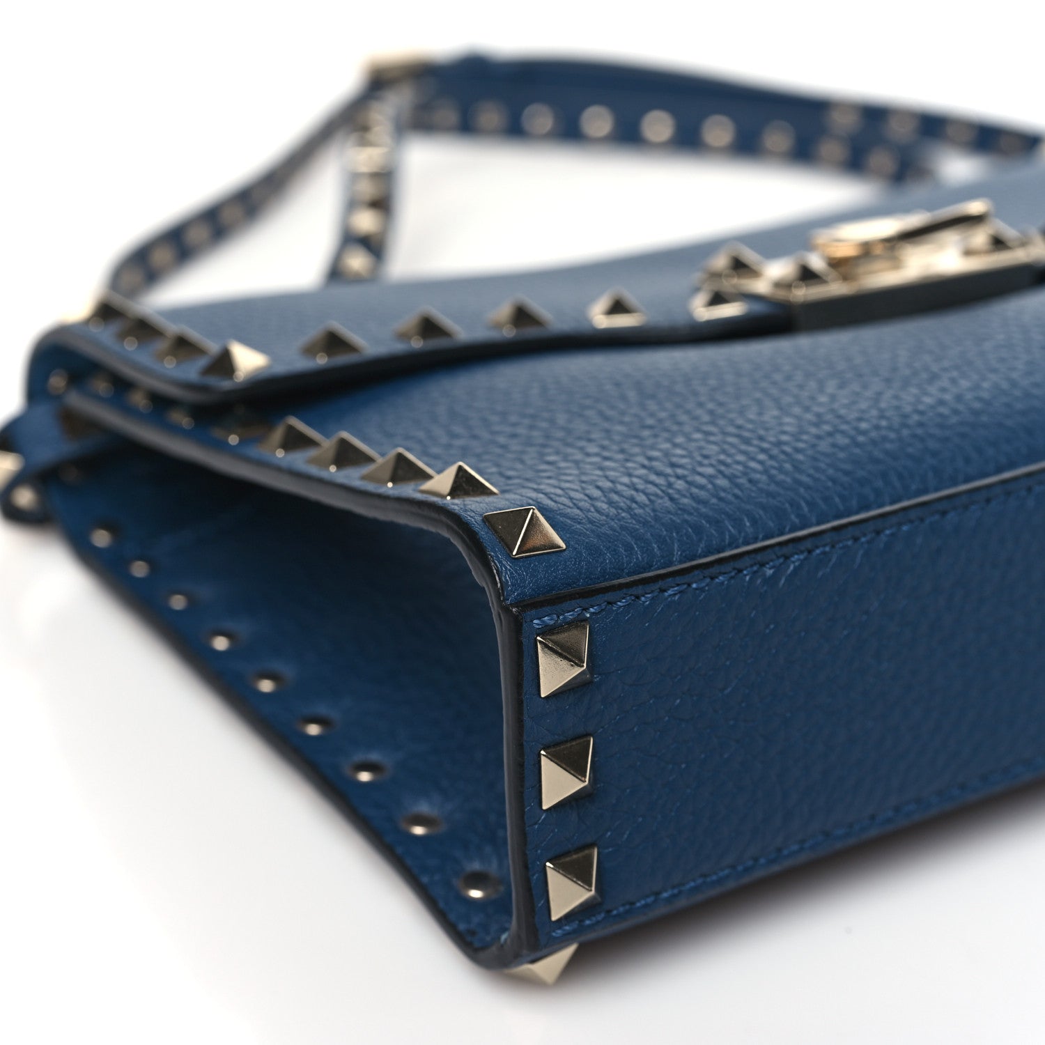 Valentino Garavani Pebbled Calfskin Medium Rockstud Flip Lock Crossbody Bag Peacock 8 of 9