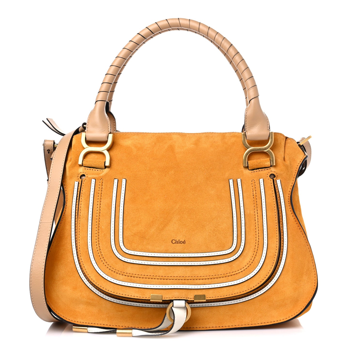 Suede Calfskin Medium Marcie Double Carry Sunflower Yellow