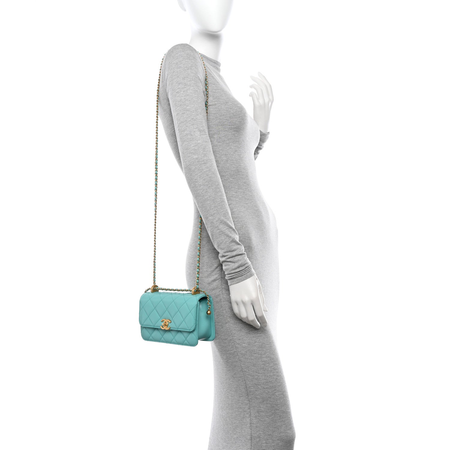 Chanel Calfskin Quilted Mini Perfect Fit Flap Turquoise 2 of 11