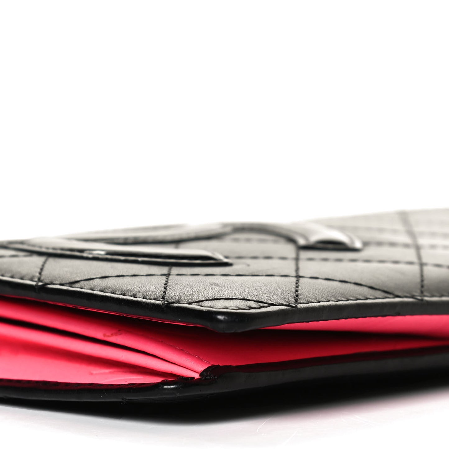 Calfskin Quilted Cambon Yen Wallet Black