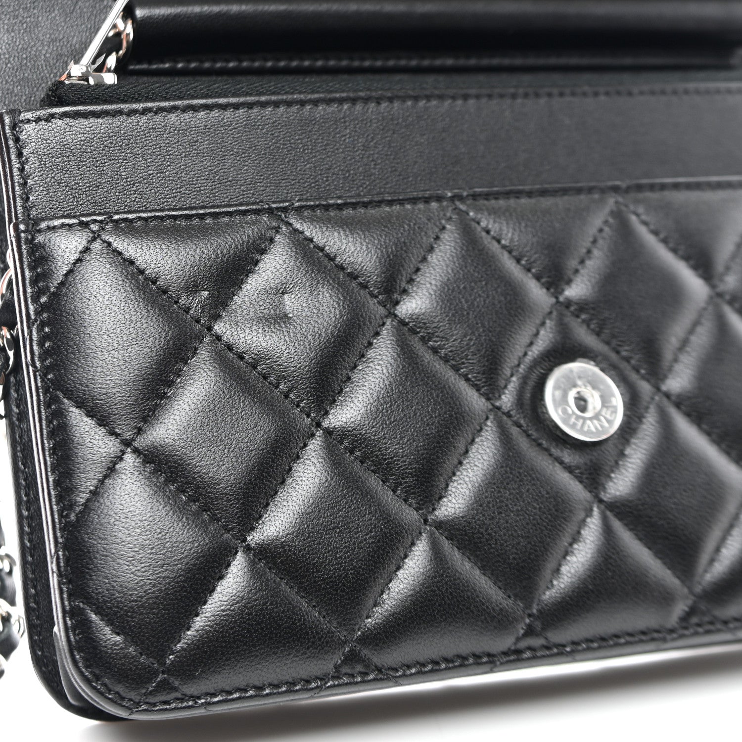 Chanel Lambskin Quilted Wallet On Chain WOC Black 12 of 13