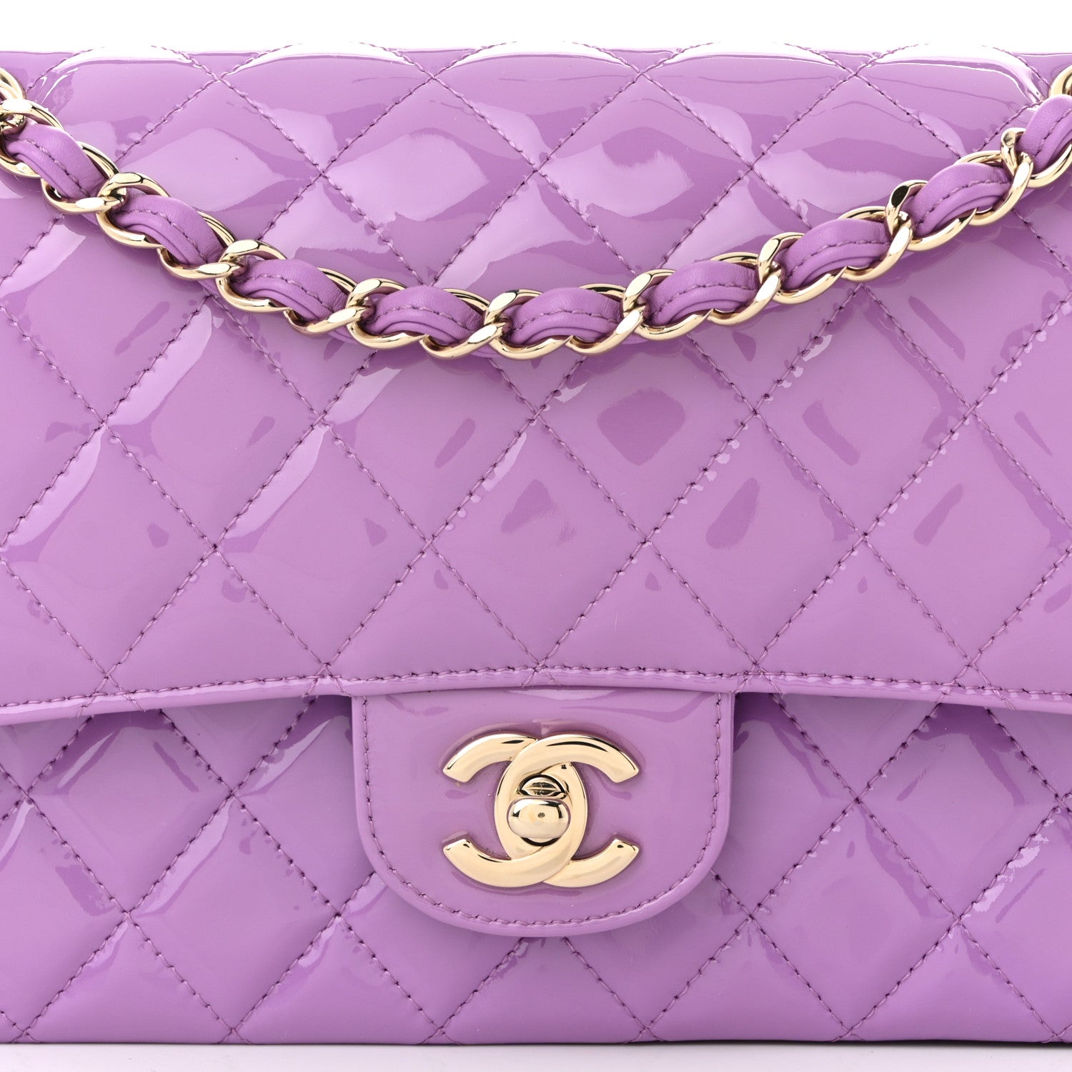 Chanel Patent Calfskin Quilted Medium Double Flap Purple 8 of 11
