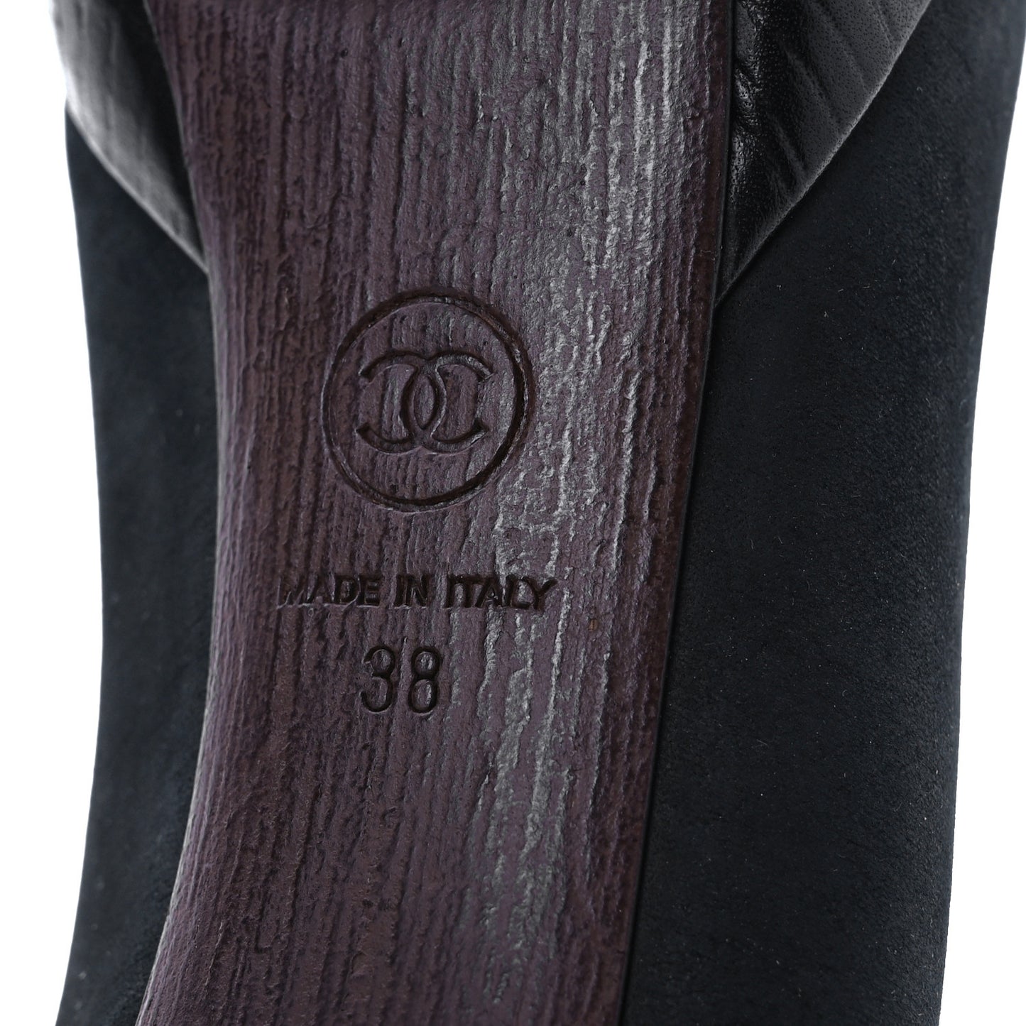 Wax Suede Wood Pumps 38 Black Brown
