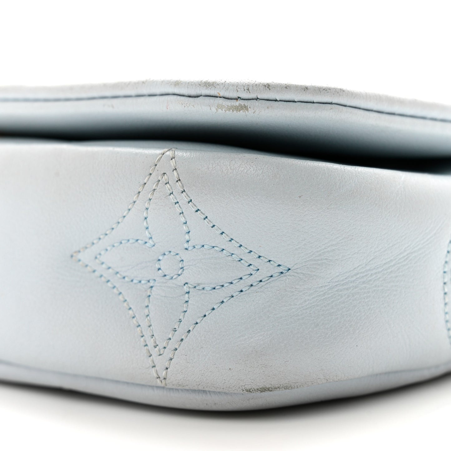 Calfskin Bubblegram Wallet On Strap Ice Blue