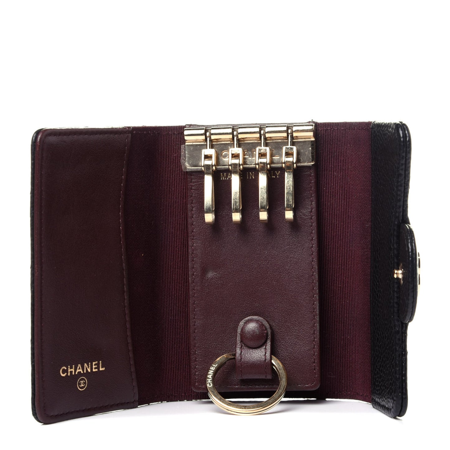 Caviar Quilted Classic 4 Key Holder Wallet Black
