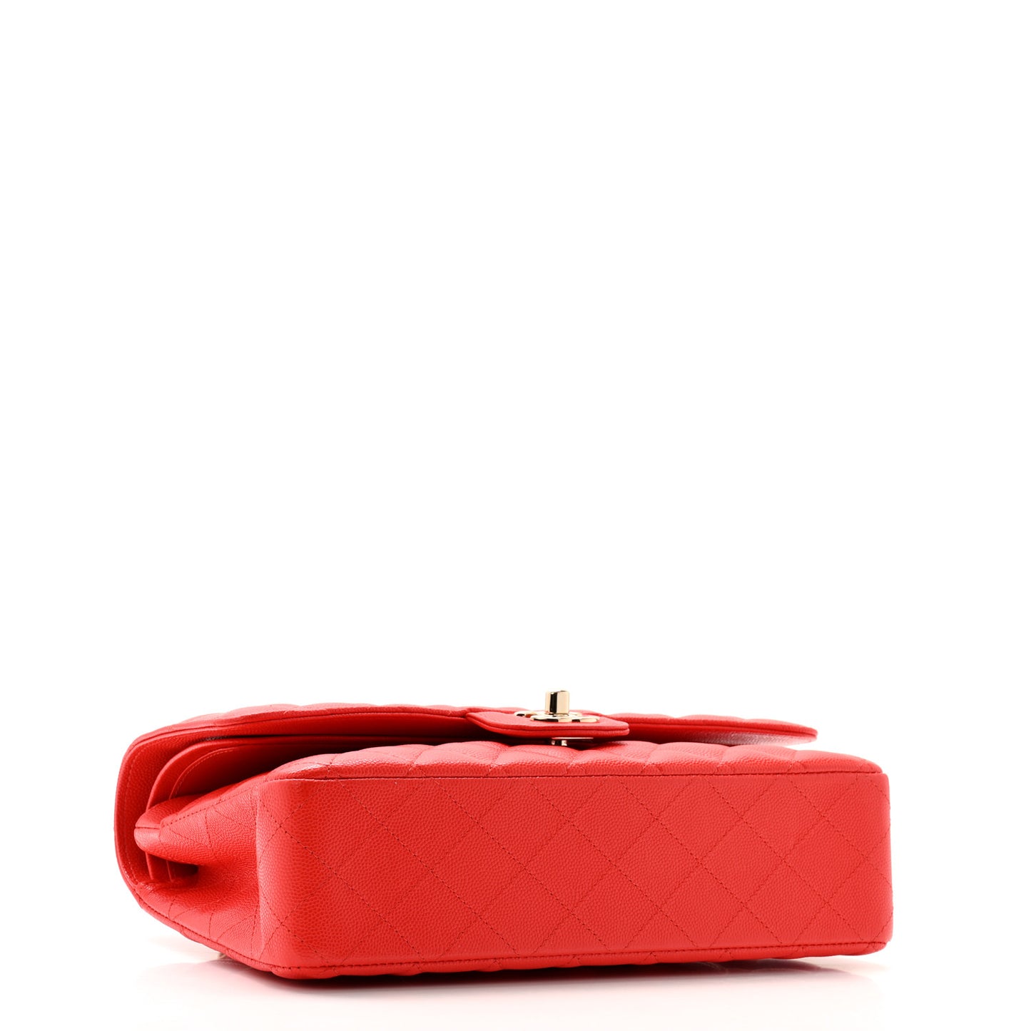 Caviar Quilted Medium Double Flap Red