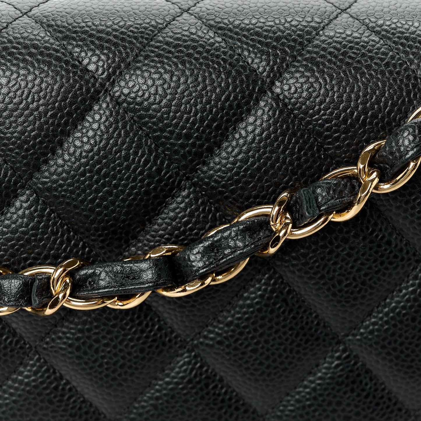 Caviar Quilted Jumbo Double Flap Black