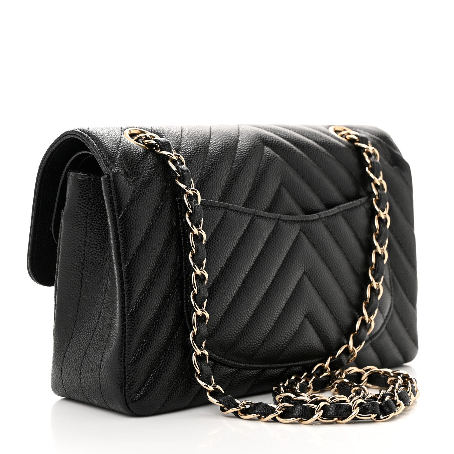 Chanel Caviar Chevron Quilted Small Double Flap Black 3 of 11