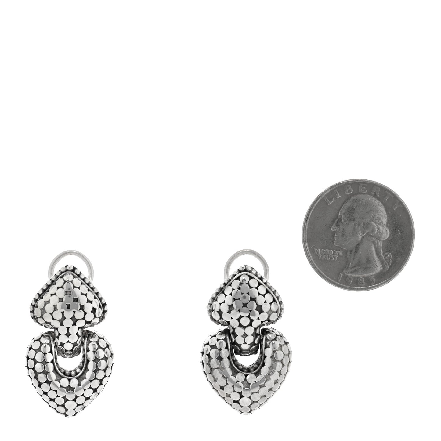 Sterling Silver Dot Door Knocker Heart Drop Earrings