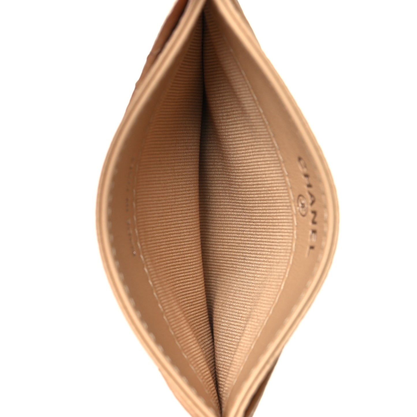 Caviar Quilted Card Holder Beige