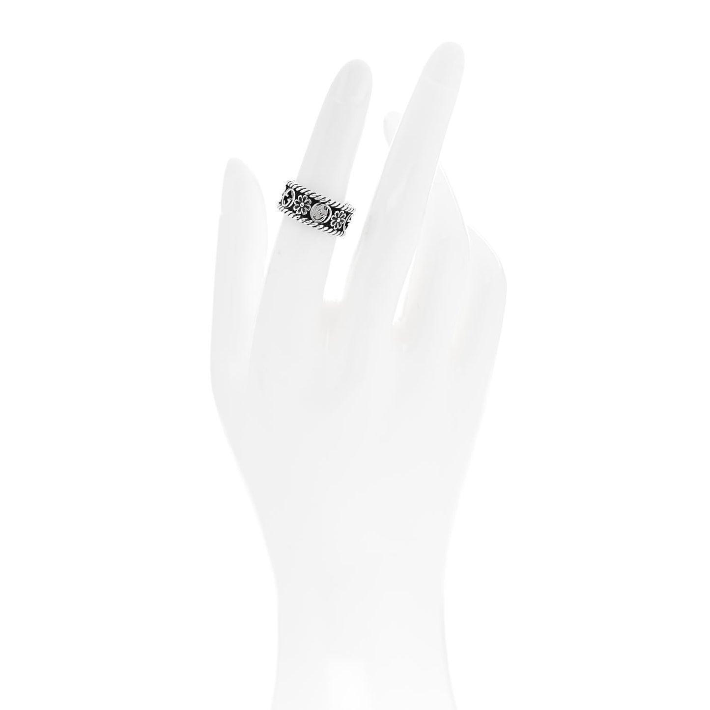 Sterling Silver Interlocking G Flower Ring 50 5.25