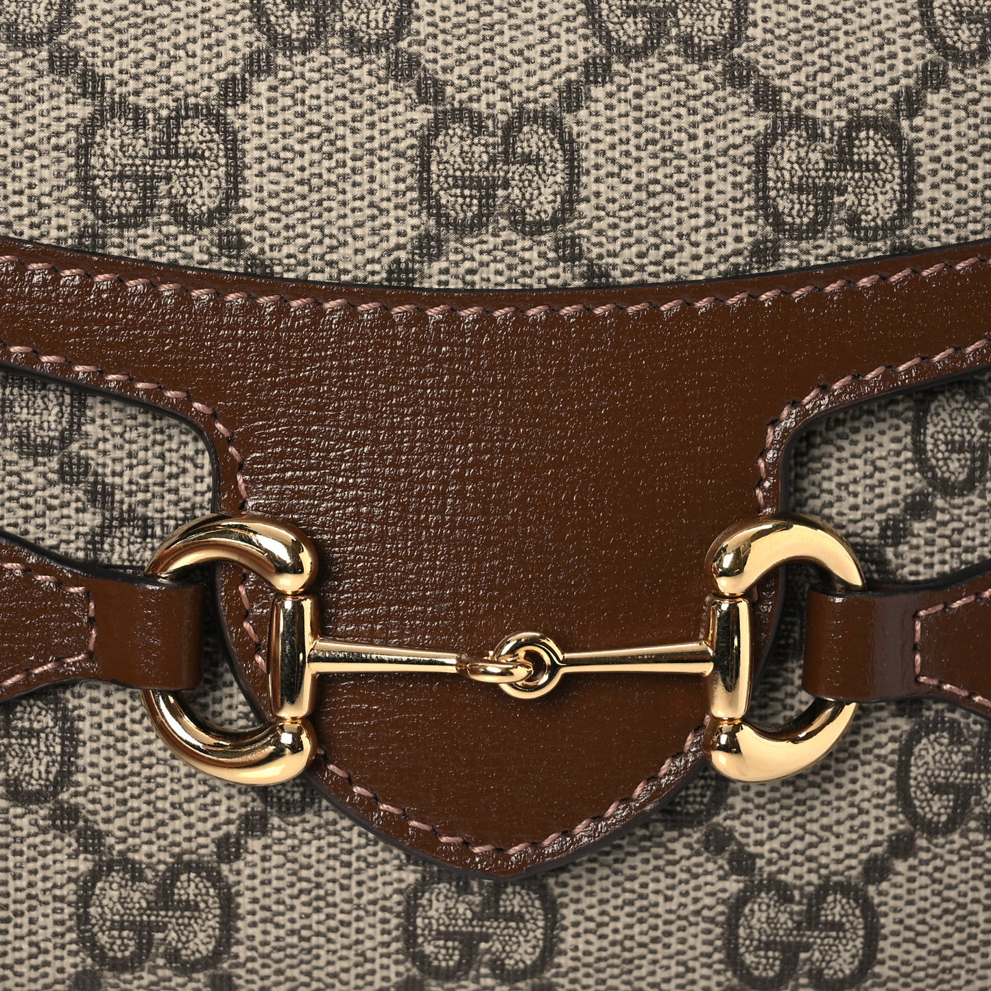 GG Supreme Monogram Mini Horsebit 1955 Shoulder Bag Beige Brown Sugar