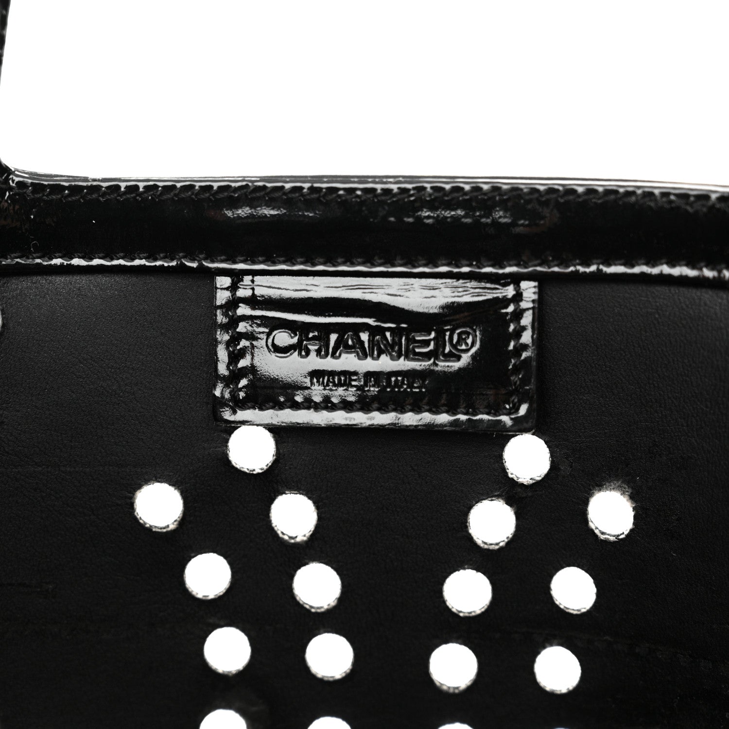 Chanel Patent Perforated CC Handle Bag Black 6 of 18