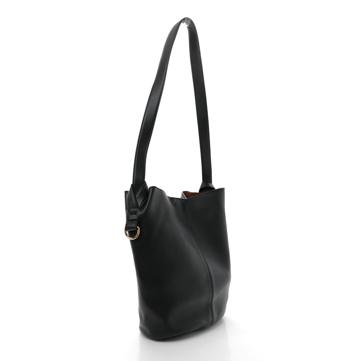 Eco Alter Nappa Embroidered Flower Bucket Bag Black