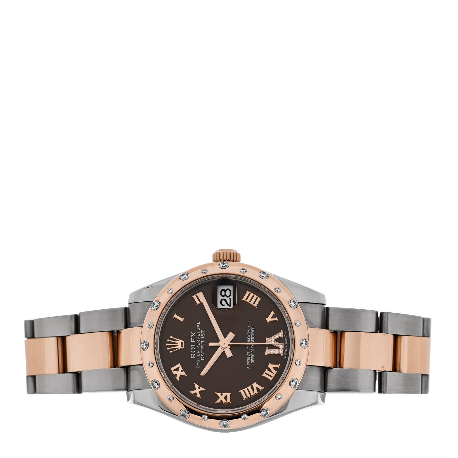 Rolex Stainless Steel 18K Everose Gold Diamond 31mm Oyster Perpetual Datejust Watch Chocolate Roman 178341 2 of 5