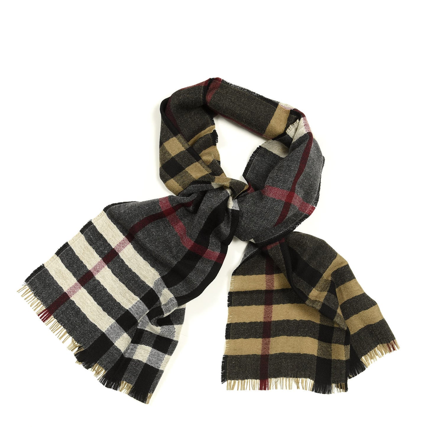 Wool Giant Check Scarf Black
