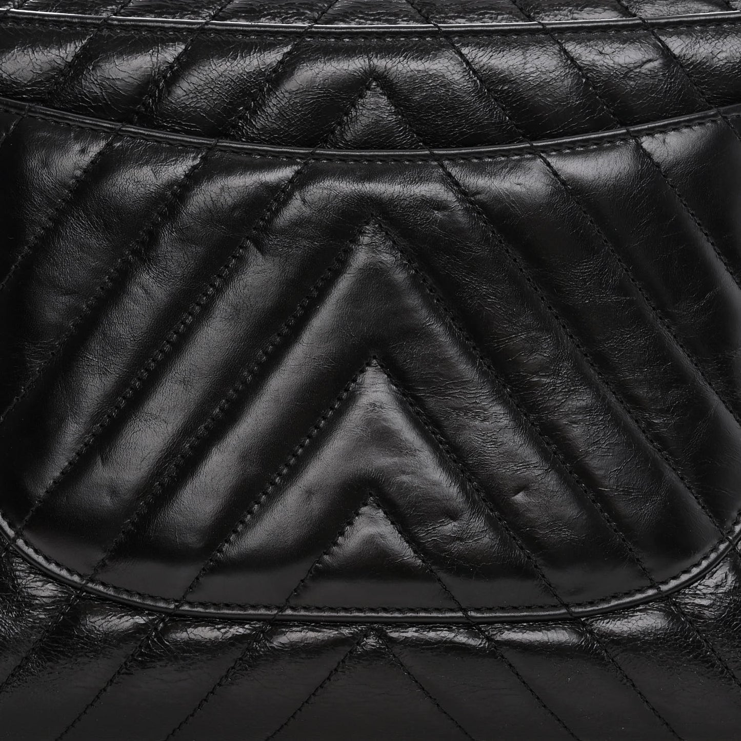 Calfskin Chevron Quilted Medium Coco Handle Flap Black