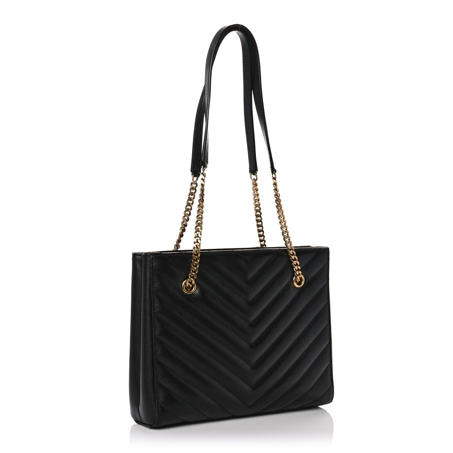 Grain De Poudre Matelasse Chevron Small Tribeca Shopping Bag Black