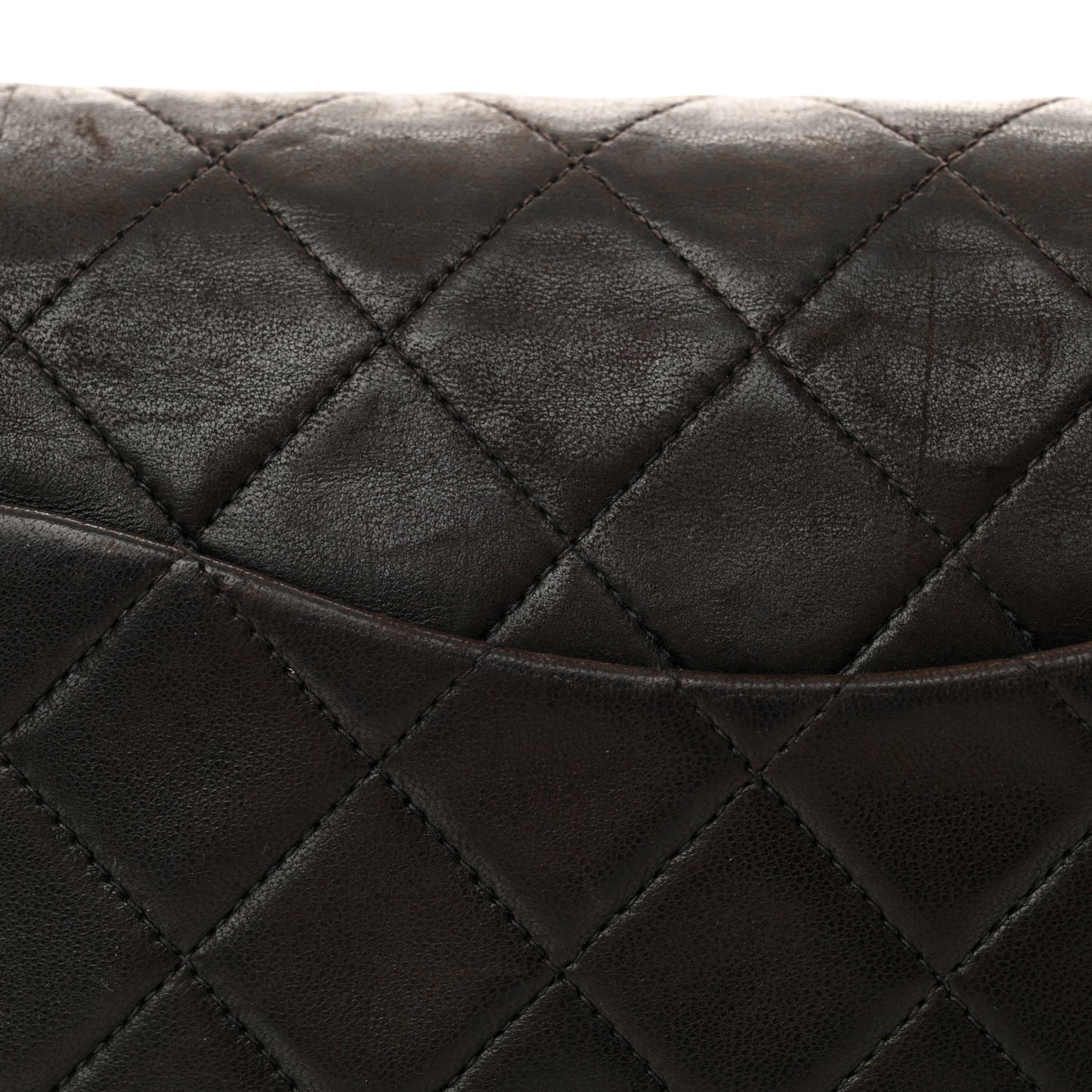 Lambskin Quilted Medium Double Flap Dark Brown