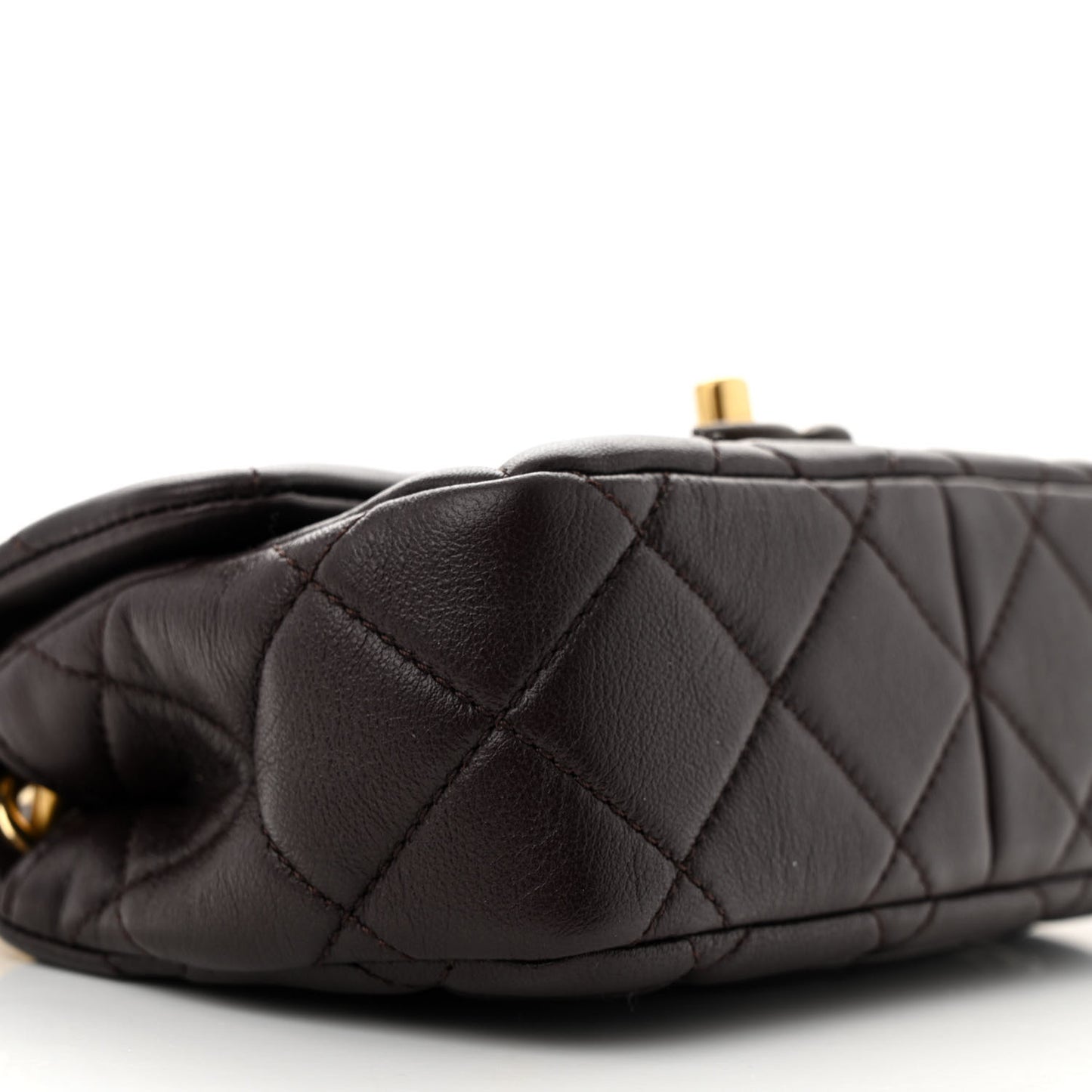 Lambskin Wenge Quilted Mini Fashion Wood Square Flap Dark Purple