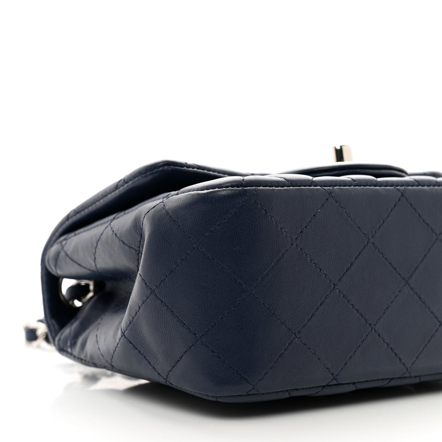 Lambskin Quilted Mini Square Flap Navy