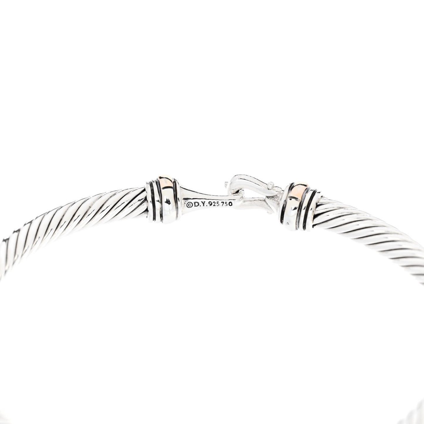 Sterling Silver 18K Rose Gold 4mm Cable Classic Buckle Bracelet