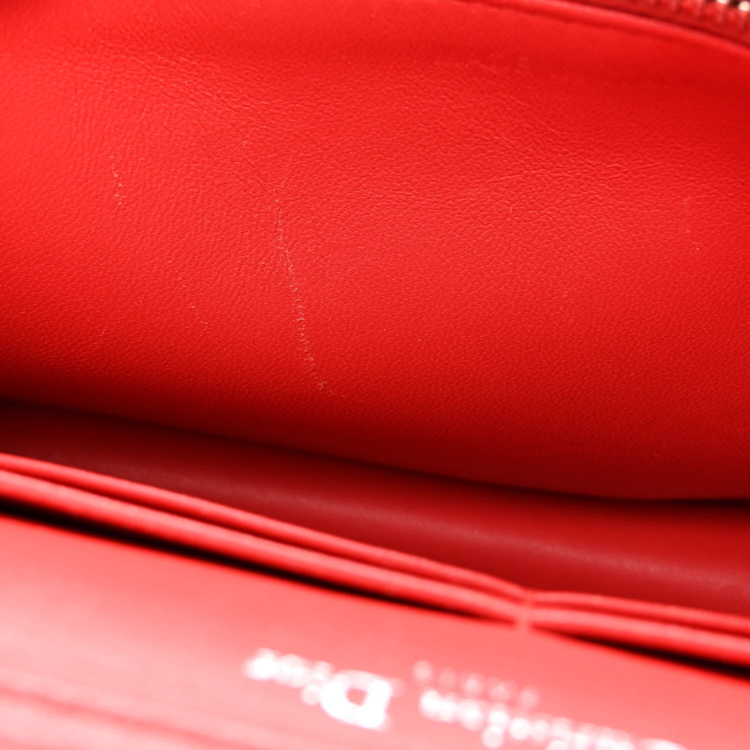 Christian Dior Grained Calfskin Diorama Wallet on Chain Pouch Rouge Vif 10 of 12