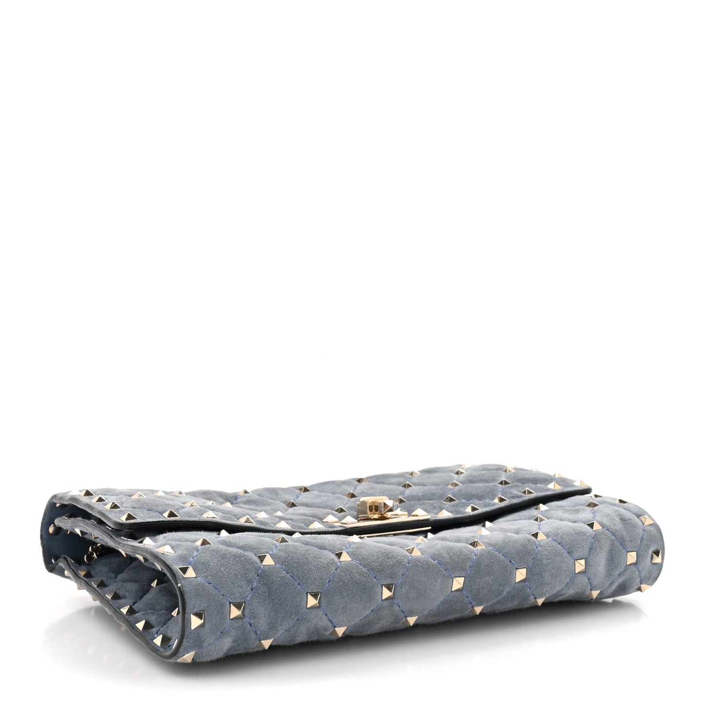 Suede Rockstud Spike Wallet on Chain Bright Blue