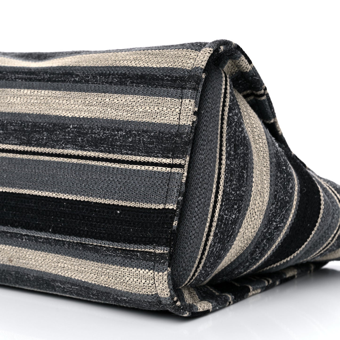 Striped Canvas Medium Deauville Tote Grey Black