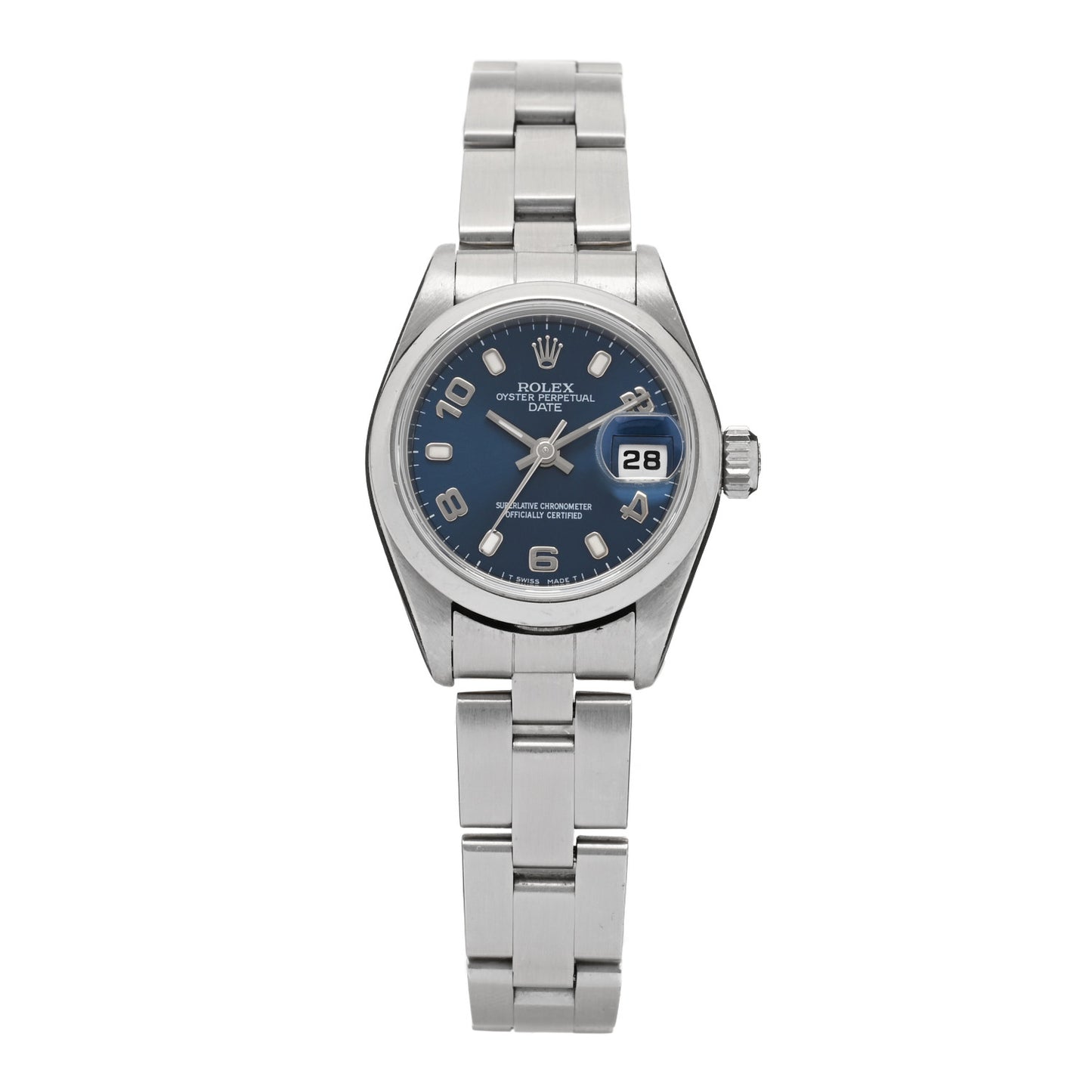 Stainless Steel 26mm Oyster Perpetual Date Watch Blue 69160
