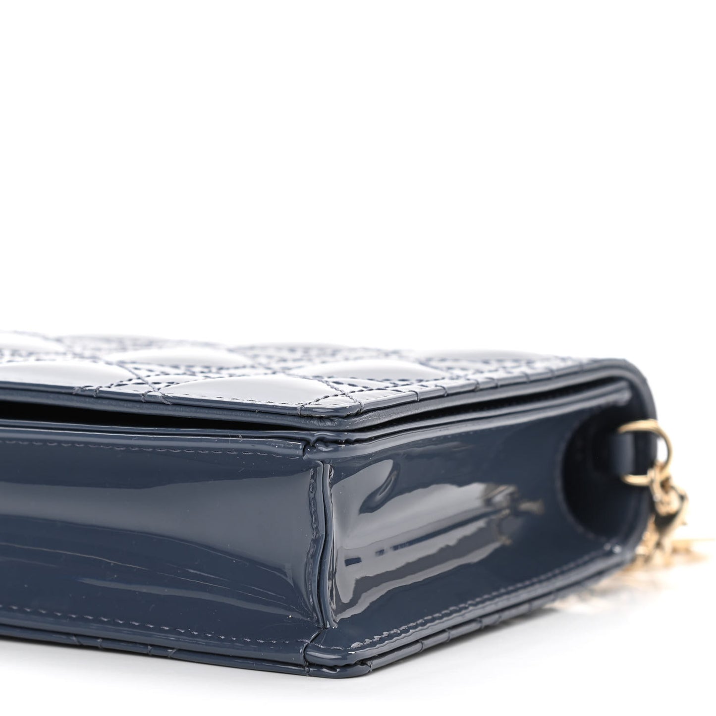 Patent Cannage Lady Dior Clutch Denim Blue