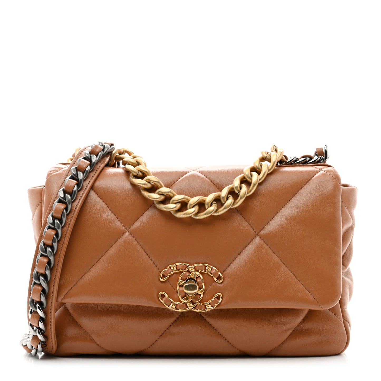 Lambskin Quilted Medium Chanel 19 Flap Brown