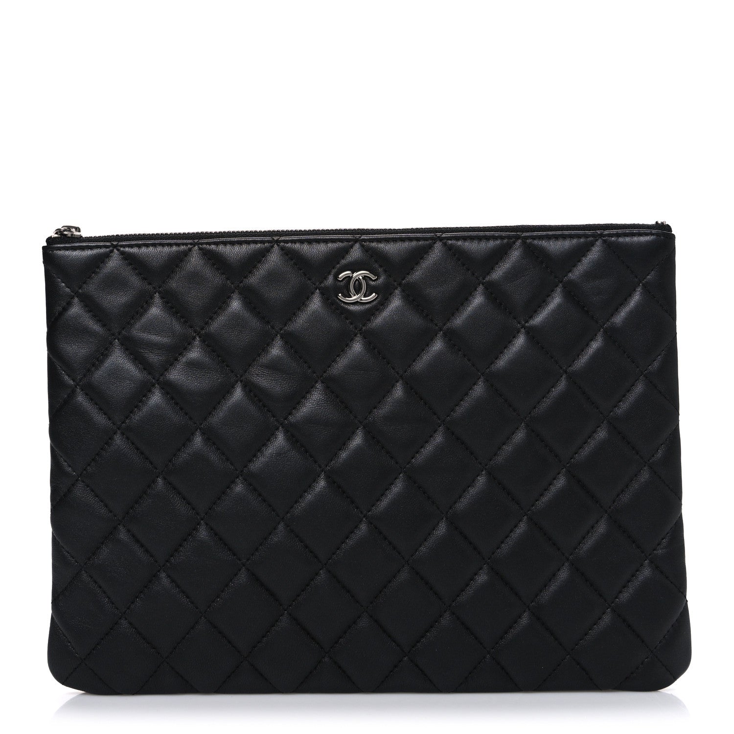 CHANEL ブラック ケース(ジャンク品) Chanel Lambskin Quilted Medium Cosmetic Case Black 1852902