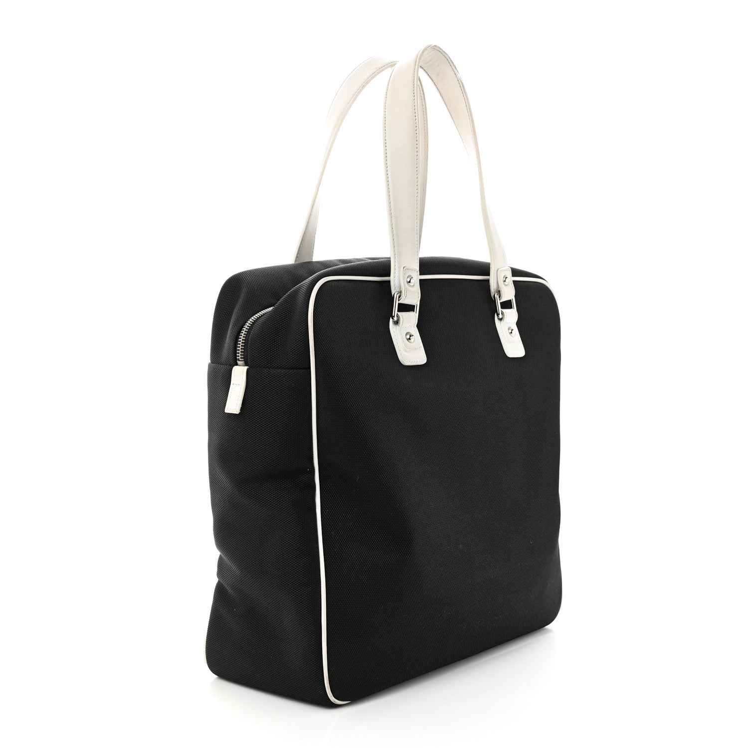 Chanel Canvas Rubber Airlines Large Zip Shopping Tote Black White Red 3 of 17