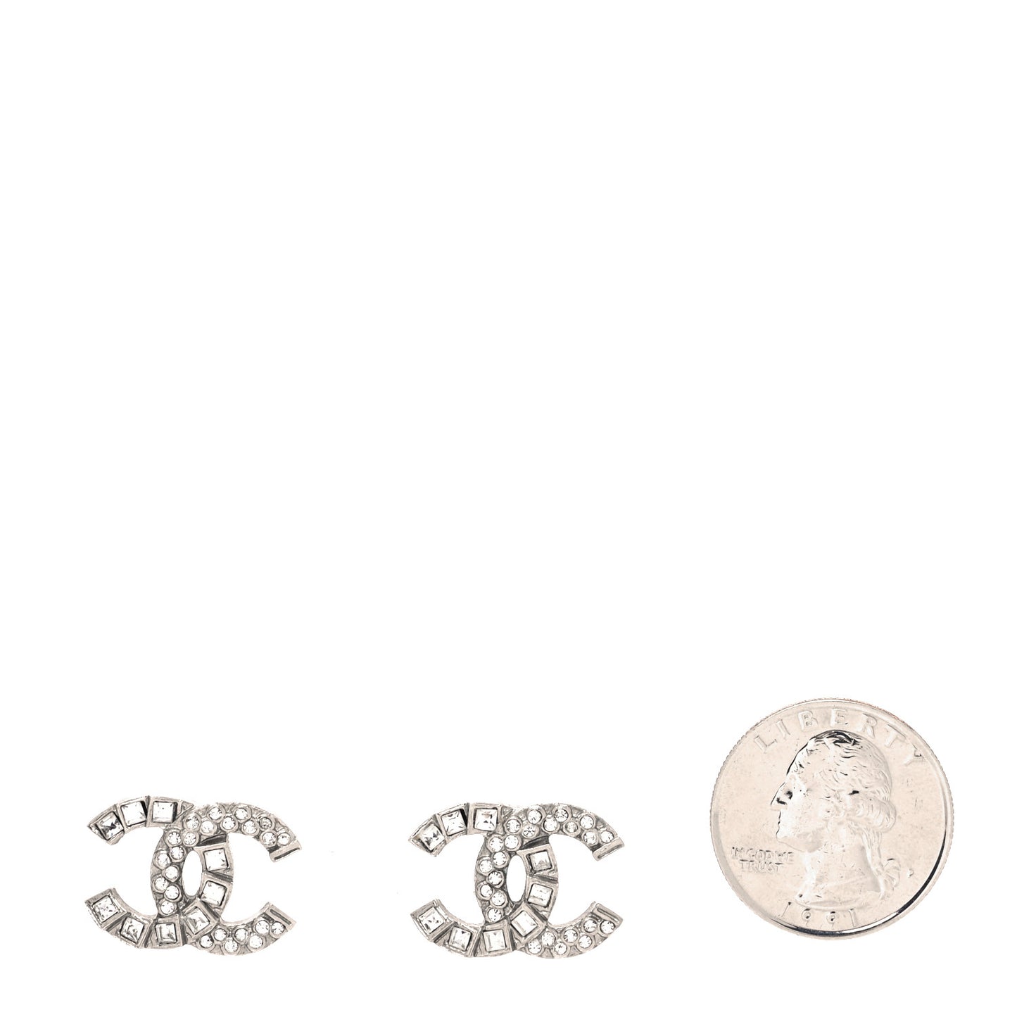 Baguette Crystal CC Earrings Silver