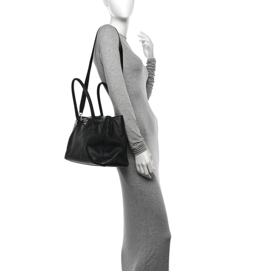 Calfskin Cerf Executive Shopper Tote Black