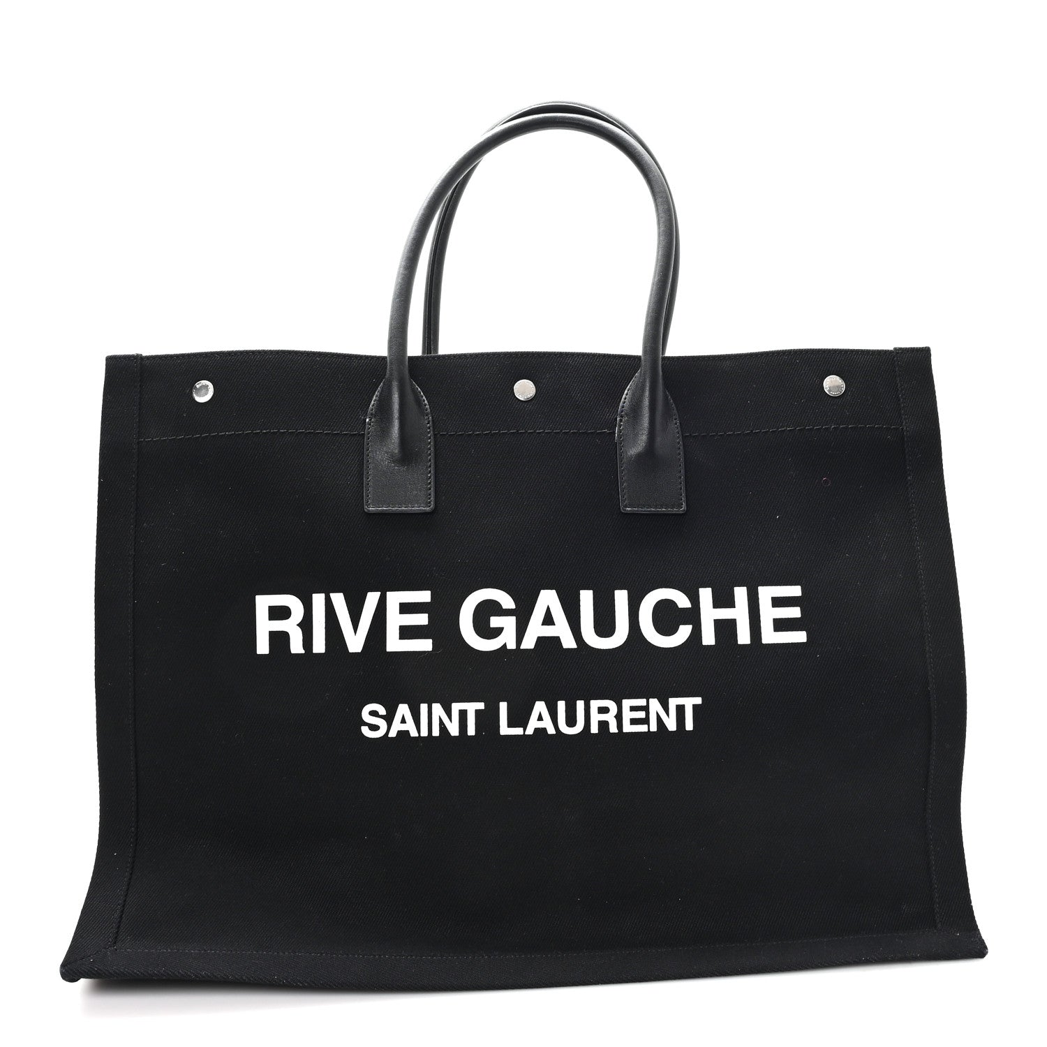 Saint Laurent Linen Calfskin Rive Gauche Tote Black 1887018