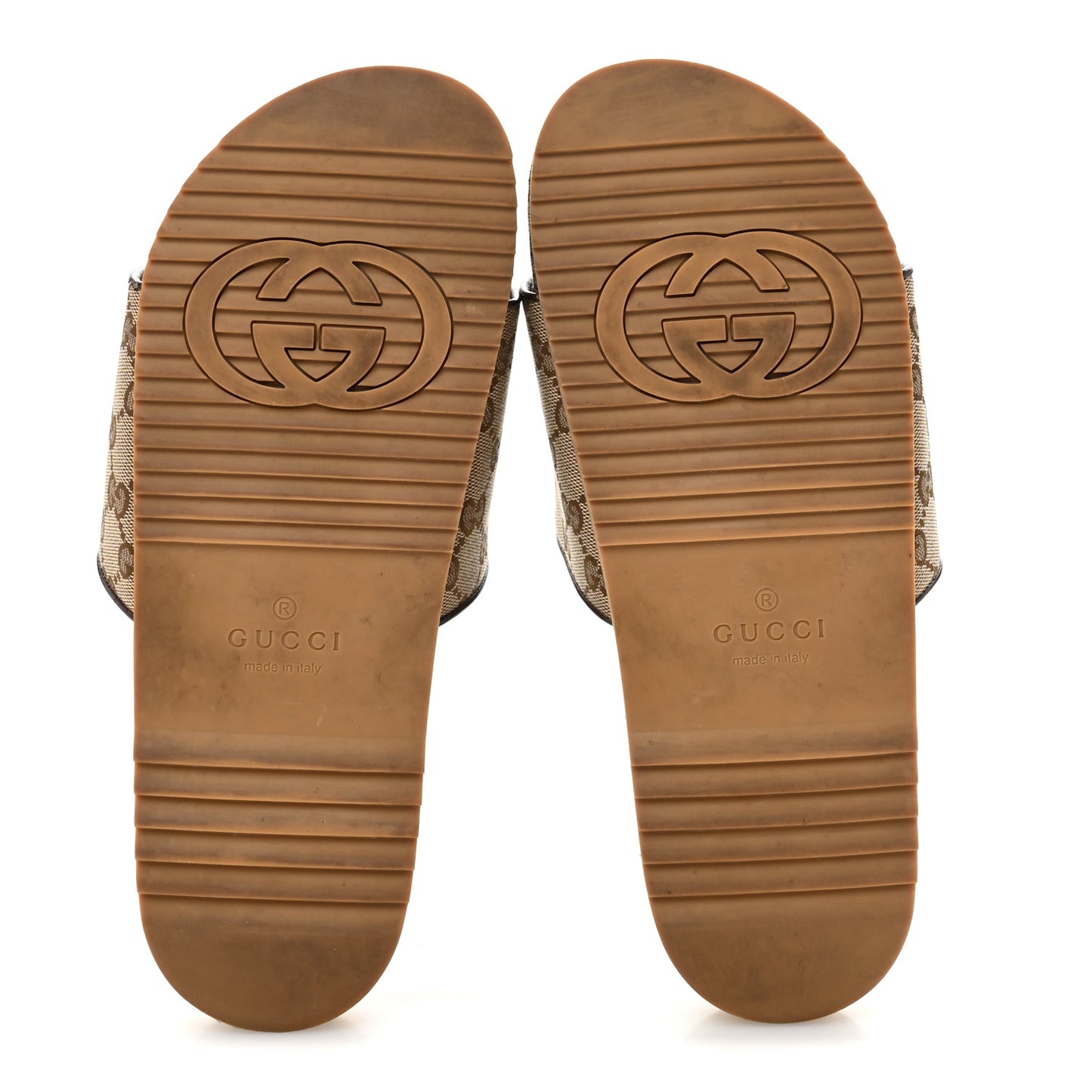 Canvas GG Monogram Mens Slide Sandals 11 Beige